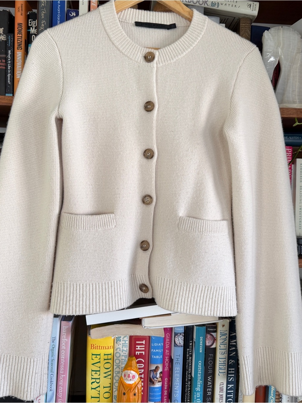 Jenni Kayne Cream Button-Front Knit Cardigan